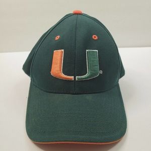 Miami Hurricanes Hat Size 6 7/8 NCAA Green Fitted‎ Hat Cap Just Sports Canes